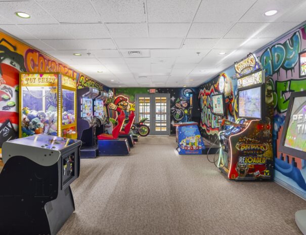 24-hour arcade and game room at Riverside Hotel, Casper WY