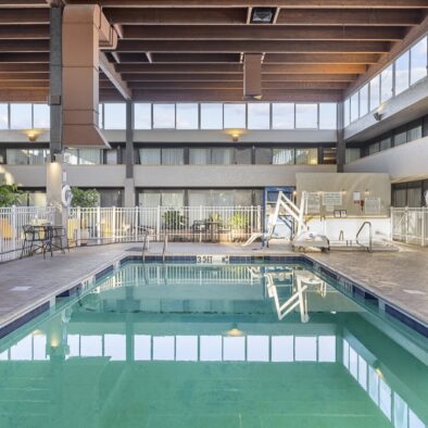 Riverside Hotel atrium and lobby seating area in Casper, Wyoming