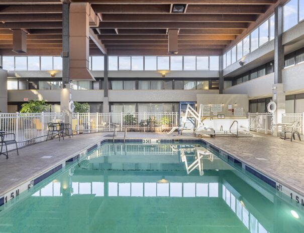 Riverside Hotel atrium and lobby seating area in Casper, Wyoming