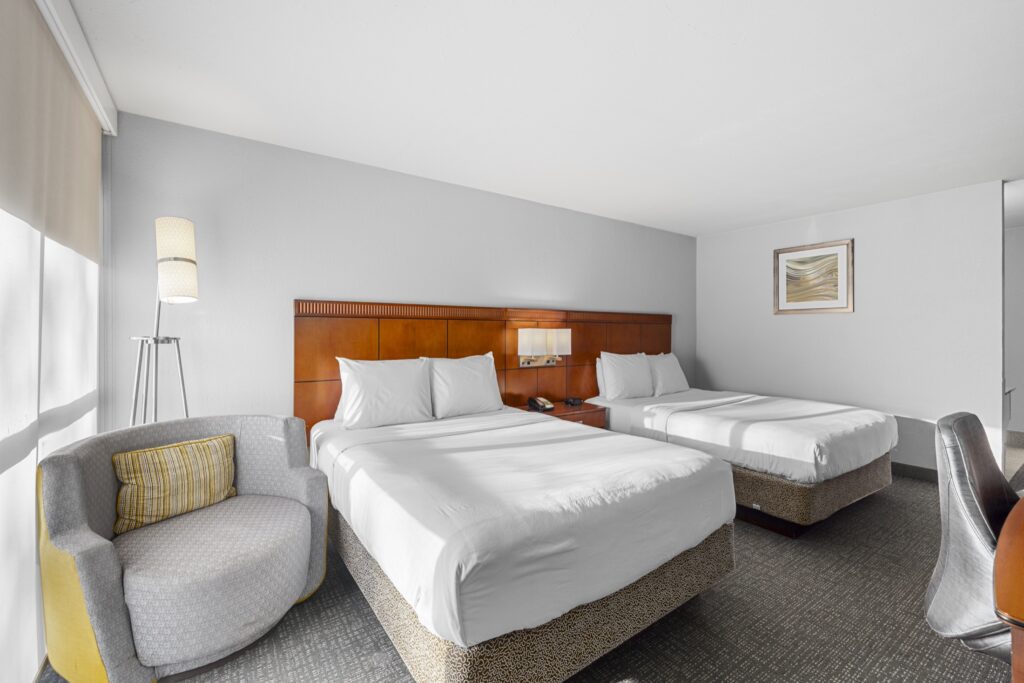Guest room with king bed at Riverside Hotel, Casper WY