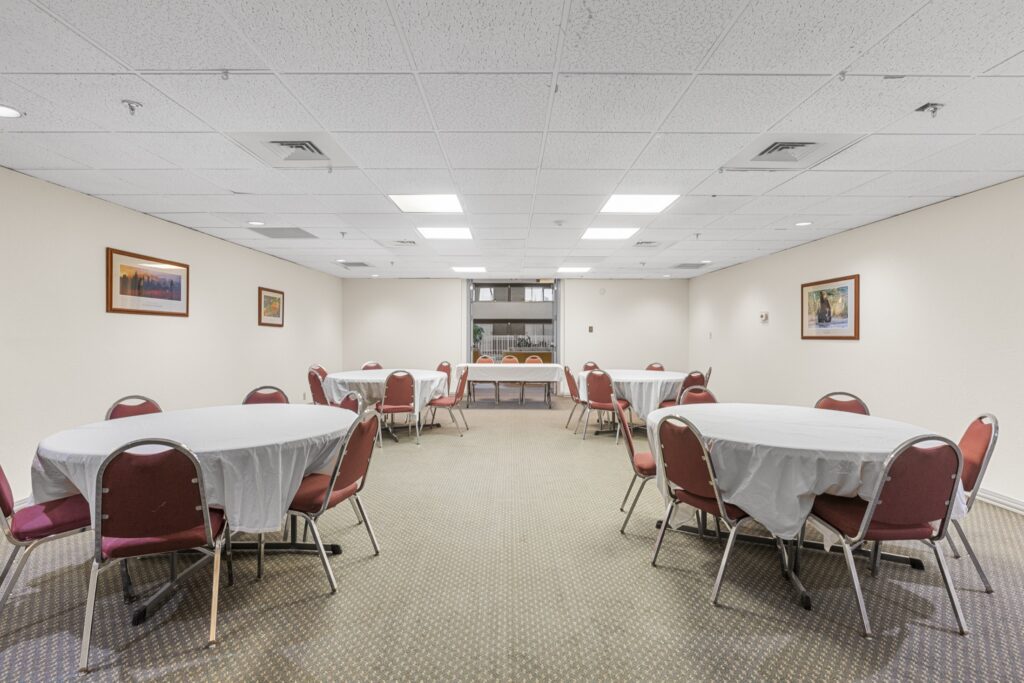 Banquet-style meeting room at Riverside Hotel, Casper Wyoming