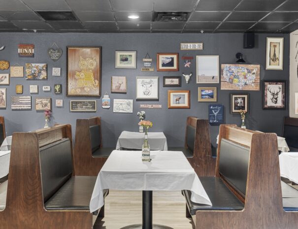 Whiskey Butter restaurant booth seating at Riverside Hotel, Casper Wyoming